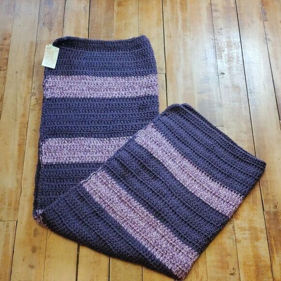 Handmade Baby Blanket Purple Knit Stripe Spring Gift Easter - Picture 4 of 5